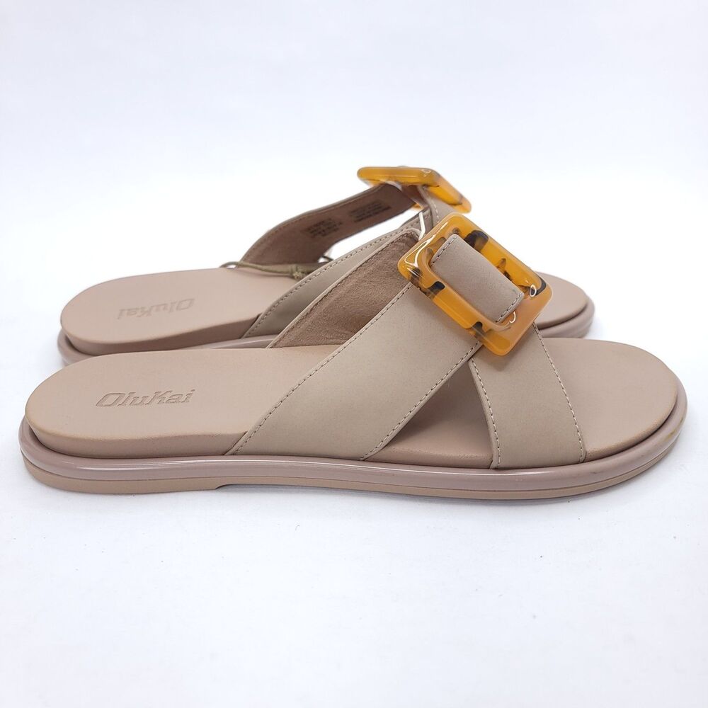 OluKai La'i Slides Taupe Womens Size 6 20511 All Day Comfort